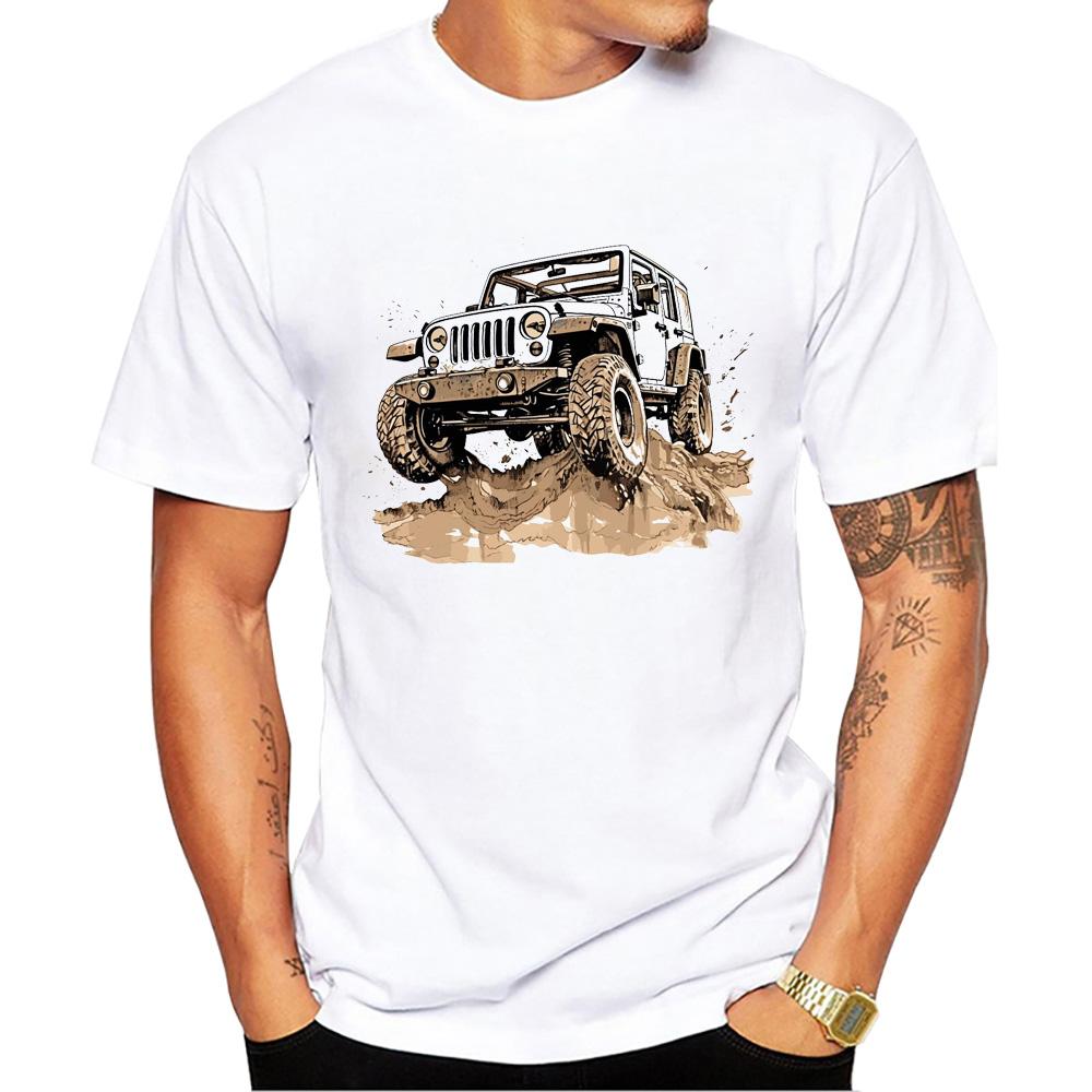Summer Round Neck 3D Off-road Vehicle Pattern Rint Top Fashionable Casual Short Sleeved Men's T-shirts