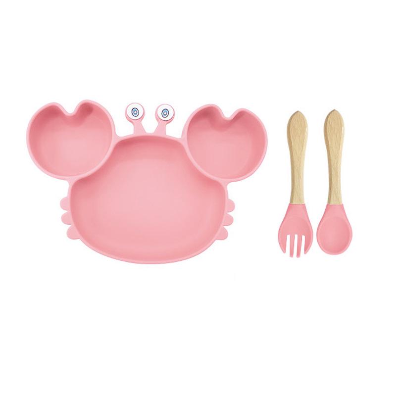 Baby Silicone Crab Plate & Bowl Set with Bib - Food-Grade Tableware