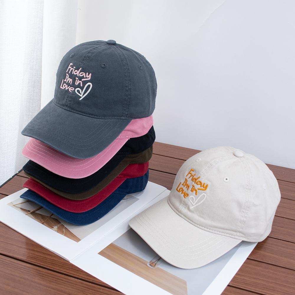 On Friday, I can again, baseball cap, small face, big head circumference, peaked cap, embroidery, love, simple casual sports cap.