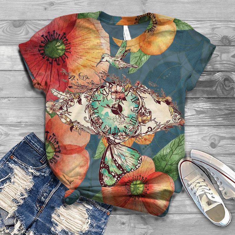 Women's Clothing Series New Summer 3D T-shirt Printed Round Neck Summer Women's T-shirt