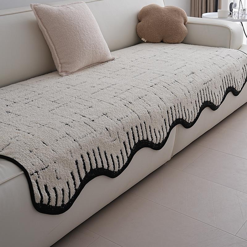 Straight Row Leather Sofa Cushion  New Autumn And Winter Sofa Cover Fixed Non-Slip Seat Cushion One Piece Winter Cushion