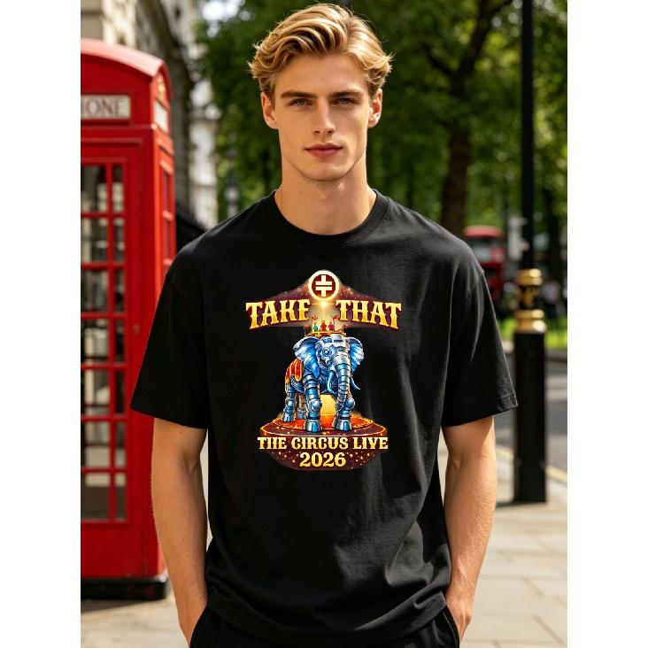 New Style Take That The Circus Live 2026 Elephant Design T Shirt Multi Color Options Fun Unisex Tee Casual 100 Casual Attire Summer Short Sleeve Gift S чёрный