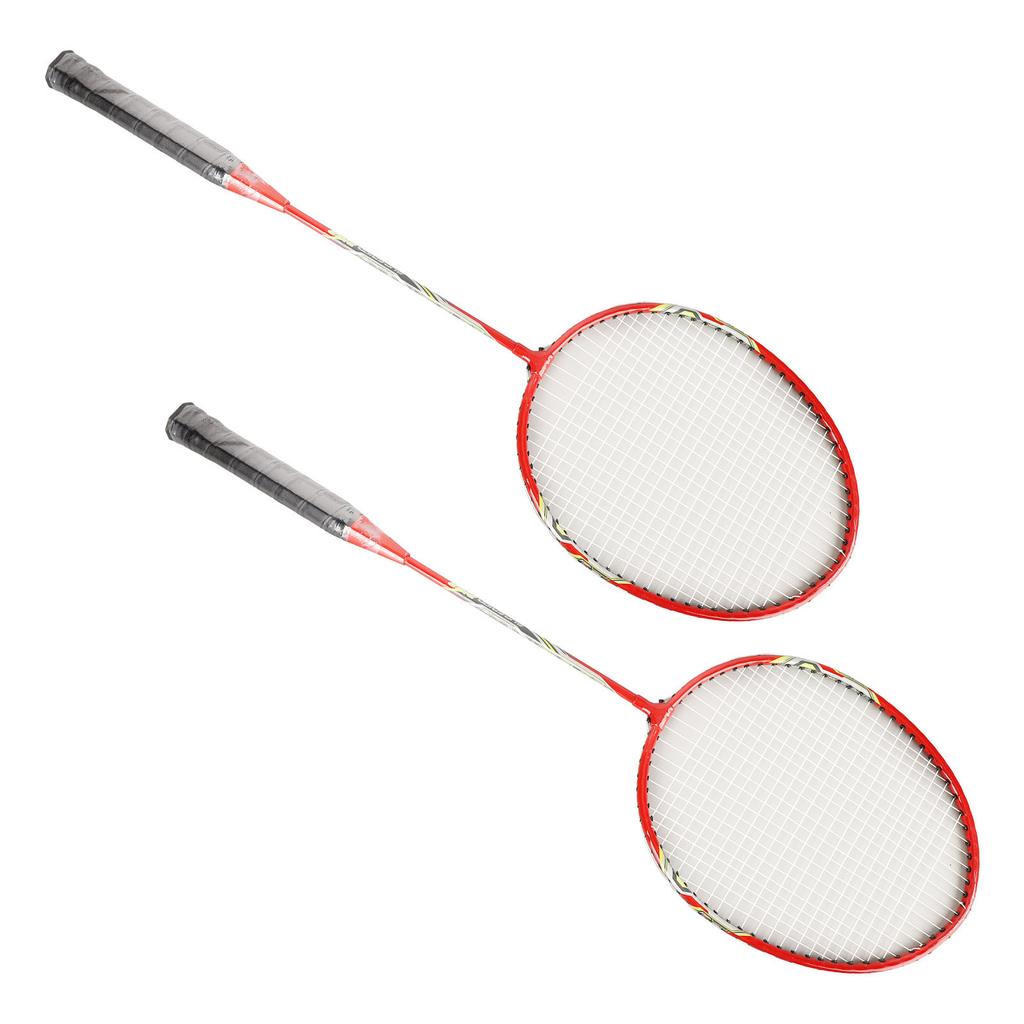 LEIJIAER Badminton Racket Set of 2 Player Iron Alloy Professional Training Replacement Equipment Red