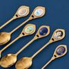 English Afternoon Tea Coffee Cup Small Spoon Golden Stir Small Luxury Dessert Spoon Fork Cake Dim Sum Fork