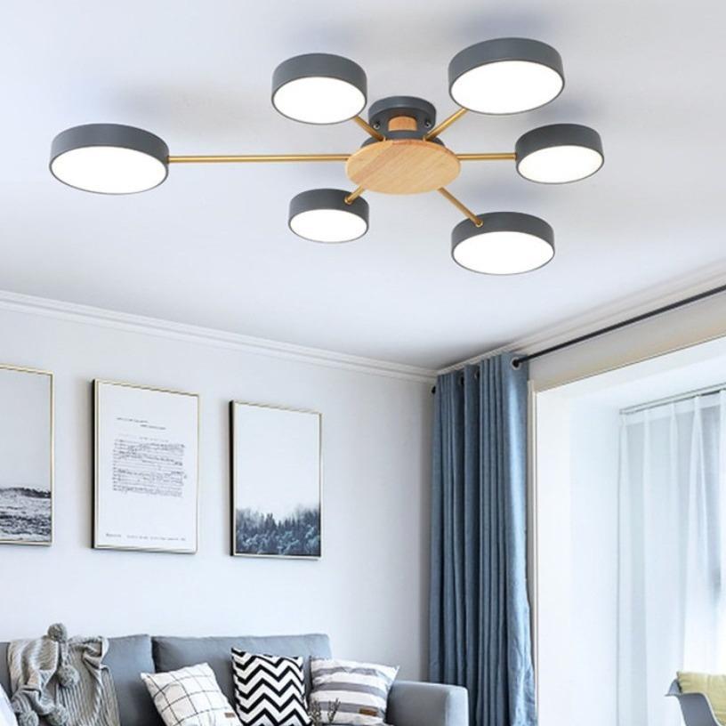 Nordic Simple LivingRoom Affordable Luxury Chandelier Macaron Creative Art Hall  Restaurant Wood  Ceiling Lighting  LED