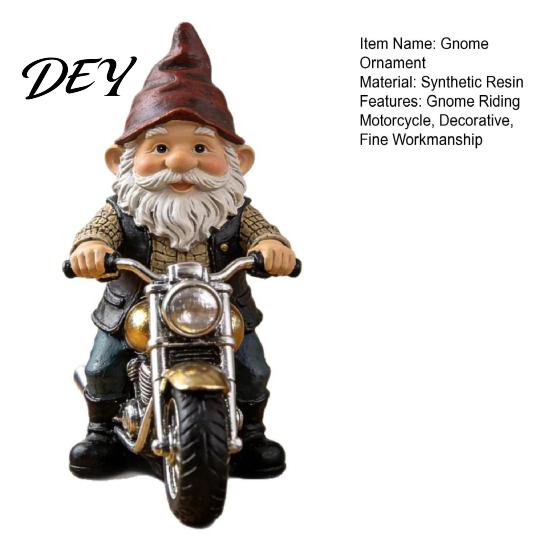 Gnome Desk Decor Riding Retro Motorcycle Figurine, Motorbike Dwarf Resin Statue Sculpture Sculpture, Ornament for Home Office Bookshelf Hand