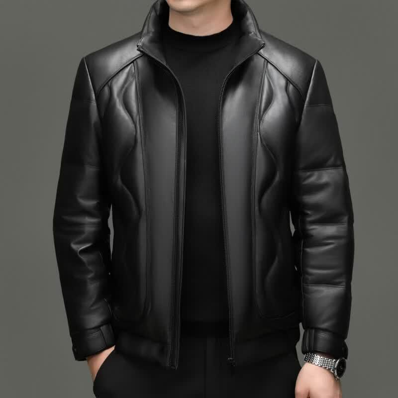 Hengyuanxiang Men's Genuine Sheepskin Leather Jacket