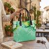 Green Watercolor Floral Print Tote Bag Casual Daily Canvas Shoulder Bag for Women