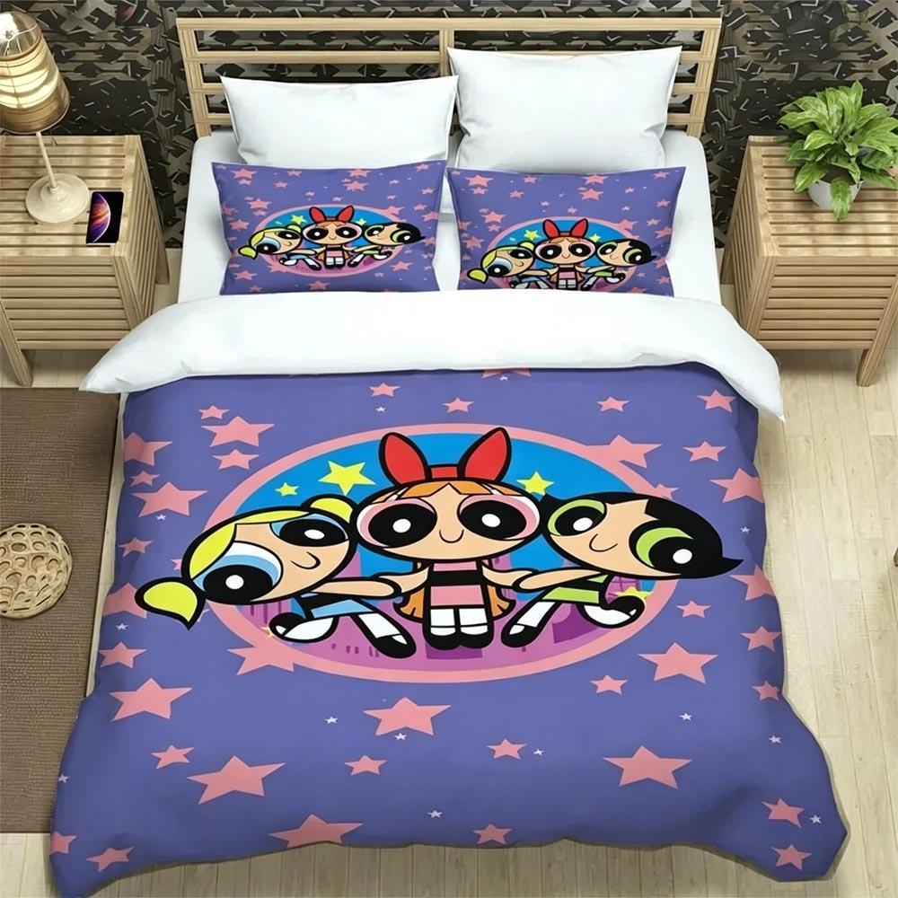 Cute Powerpuff Girls Bedding Sets Exquisite Bed Supplies Set Duvet Cover Bed Comforter Set Bedding Set Luxury Birthday Gift