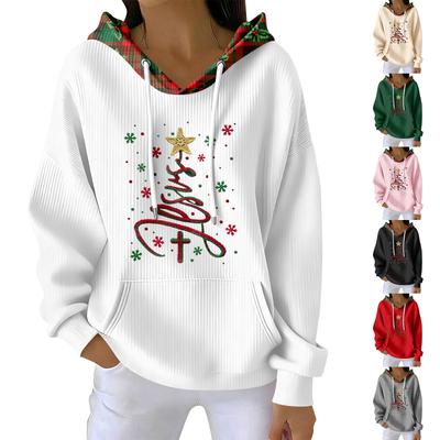 Moletom Feminino Casual de Moda com Estampa de Natal e Manga Longa