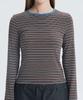 IHR Color Neck Striped Long Sleeve / Brown