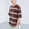Anta Striped Loose Knit T-Shirt Unisex Tops Chocolate 952328105-2