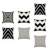 Elegant Black White Geometric Waves Cushion Cover For Home Bed Decoration