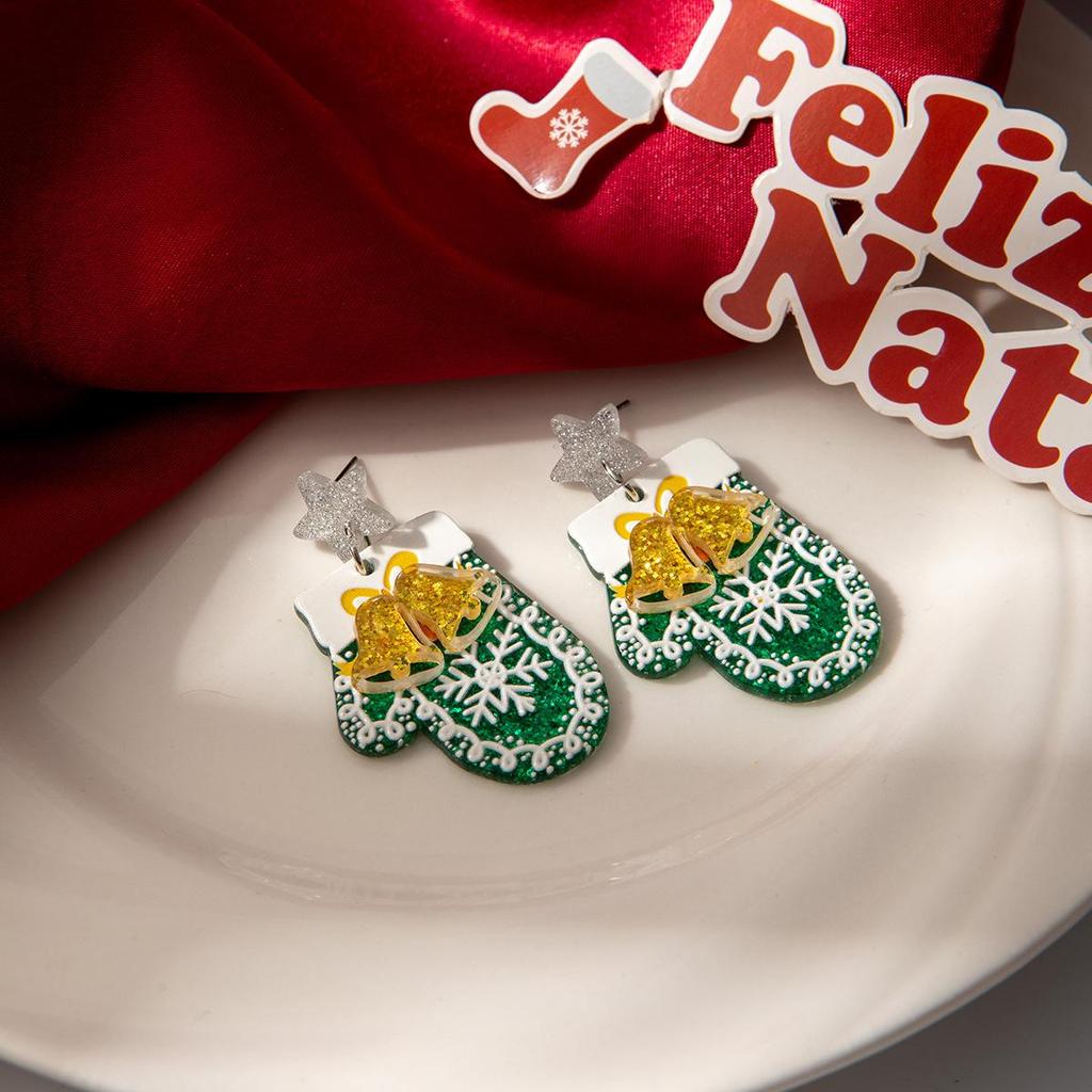 Festive Christmas Tree, Snowflake, Star & Glove Acrylic Earrings for Women