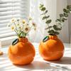 Dekorative Keramik-Knospenvase in Orangenform, Modernes Frucht-Design Kleiner Hydrokultur-Pflanzer für Zuhause, Zimmer, Büro, Tischdekoration