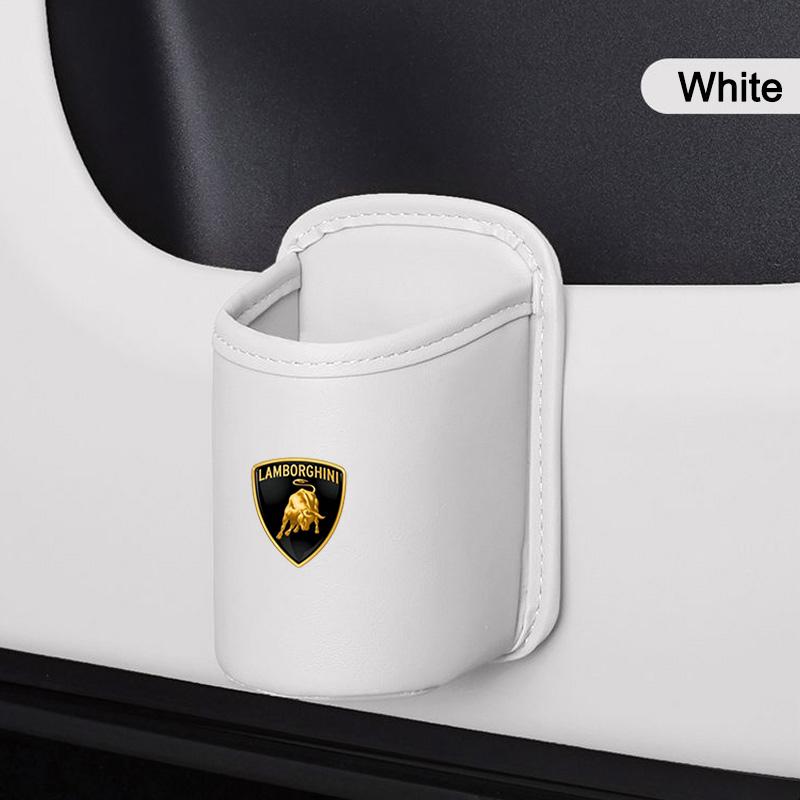Car Door Water Cup Holder Back Seat Drink Rack Leather Storage Box For Lamborghini Urus Huracan Aventador Premium Accessories
