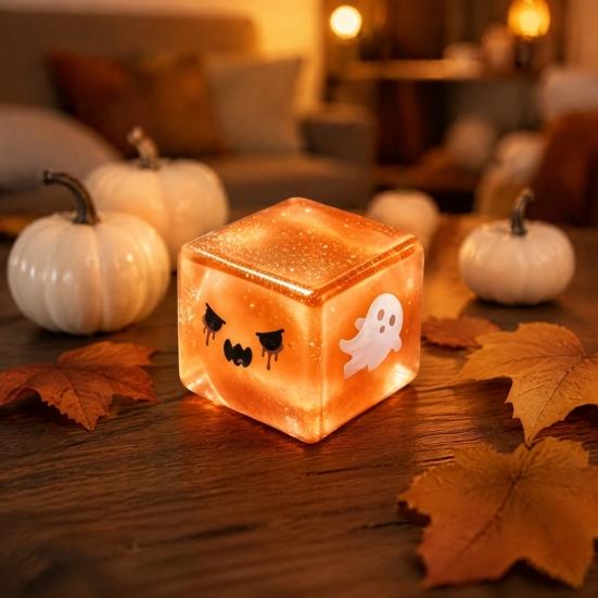 Quetschwürfel Spielzeug Halloween Geist Stress Sensorisches Spielzeug Angstlinderung Langsam aufsteigend Glitzer Kneten für Kinder Erwachsene Mini