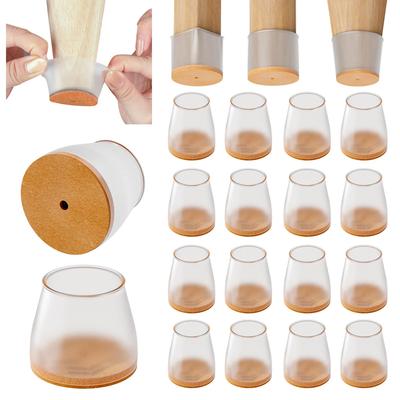 16 Pièces/Ensemble Silicone Pied de Table Rond Embouts de Chaise Couvertures Antidérapantes Résistantes aux Rayures Protecteur de Meubles Parquets Bois Dur Fond