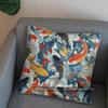 2D Colorful Koi Fish Wave Pattern Pillow Cover Pattern Cushion Cover Suitable For Sofa Bedroom Car Pillow Cover