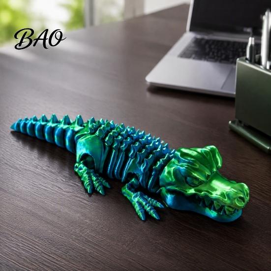 Creative Desktop Decoration 3D Printed Articulated Crocodile Toy, Flexible Reptile Figure, Animal Fidget Toy for Unique Gift Stress Relief,