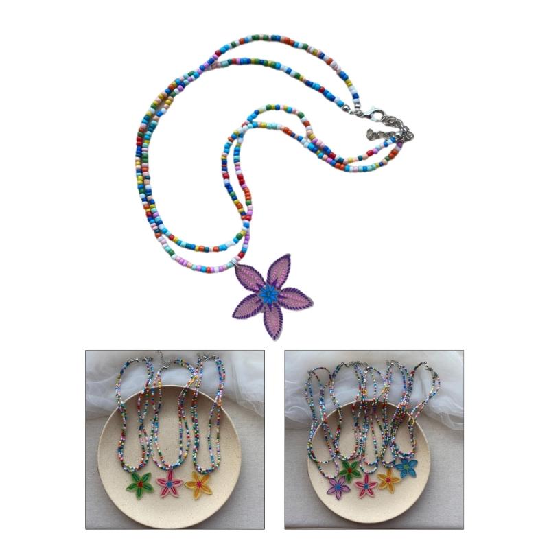 Double-layer Flower Beads Necklaces Chain Chokers Women Party Necklaces Party Jewelry Perfect Gift for Women Girls