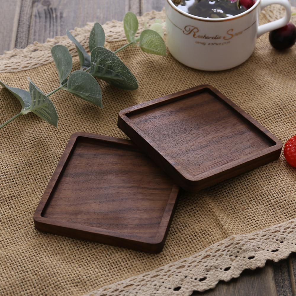 New Wood Coasters Square Round Durable Heat Resistant Tea Coffee Cup Pad 8.8cm Bowl Teapot Holder