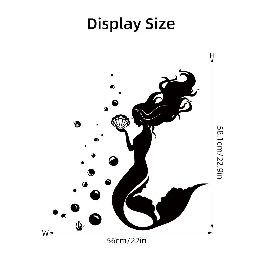 Black Bay Mermaid Silhouette Wall Stickers for Girls Room Children Room Decoration Wall Art Bedroom Decor for Living Room