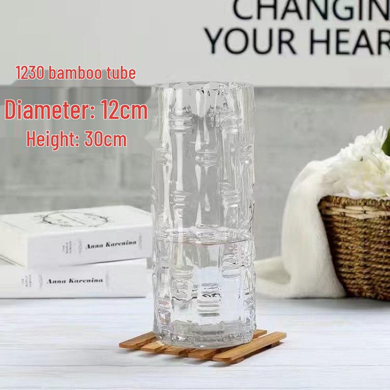 

High-End Extra Large Floor Vase for Dried Flowers - Bamboo and Glass Design, Perfect for Living Room Flower Arrangements
