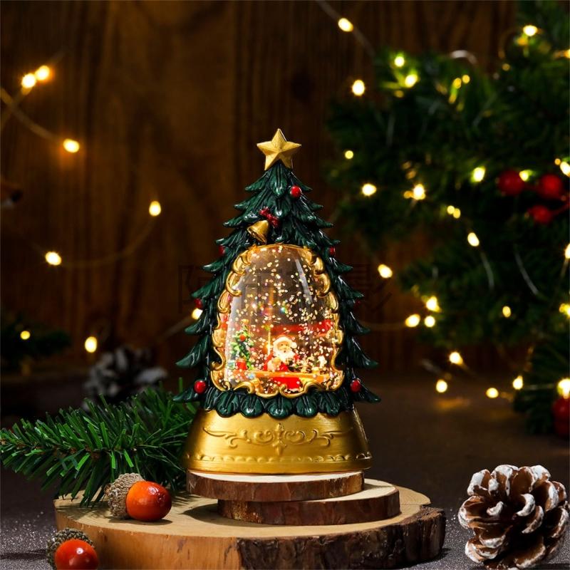 Christmas Tree Shaped LED Oil Light Handmade Festival Tabletop Ornament Decorative Lamp Decoration for Home and Office