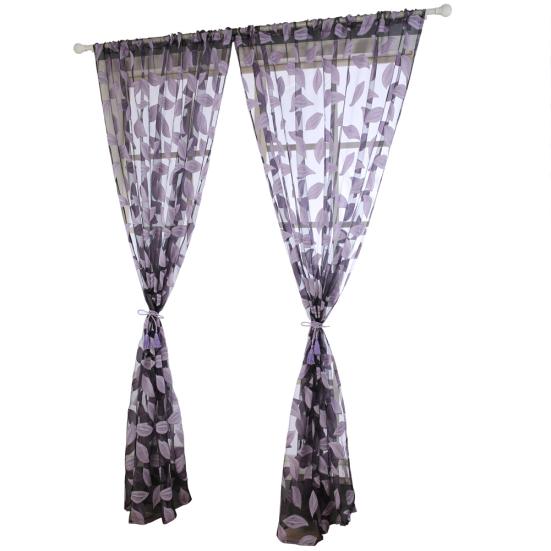 2ks Listový tyl Dveře Okno Závěsový panel Průsvitný šátek Ložnice drapérie