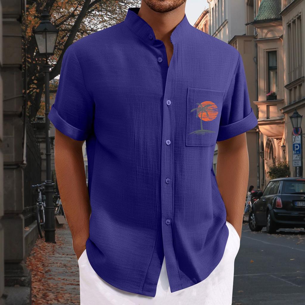 Men'S Casual Loose Short Sleeved Printed Shirt With Fashionable Top