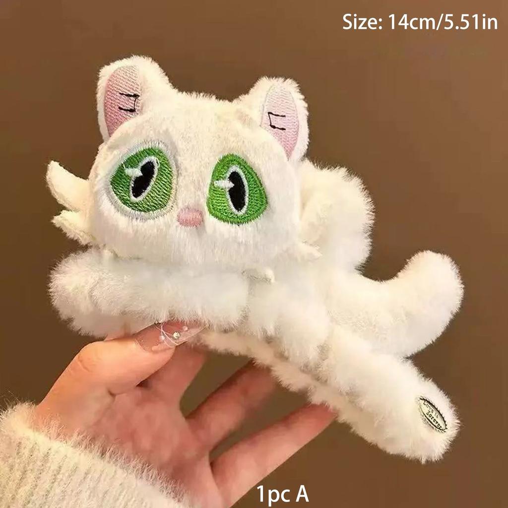 1pc New Cute Cat Hair Claw Autumn and Winter Cartoon Versatile Large Plush Hair Clip Shark Clip for the Back of the Head