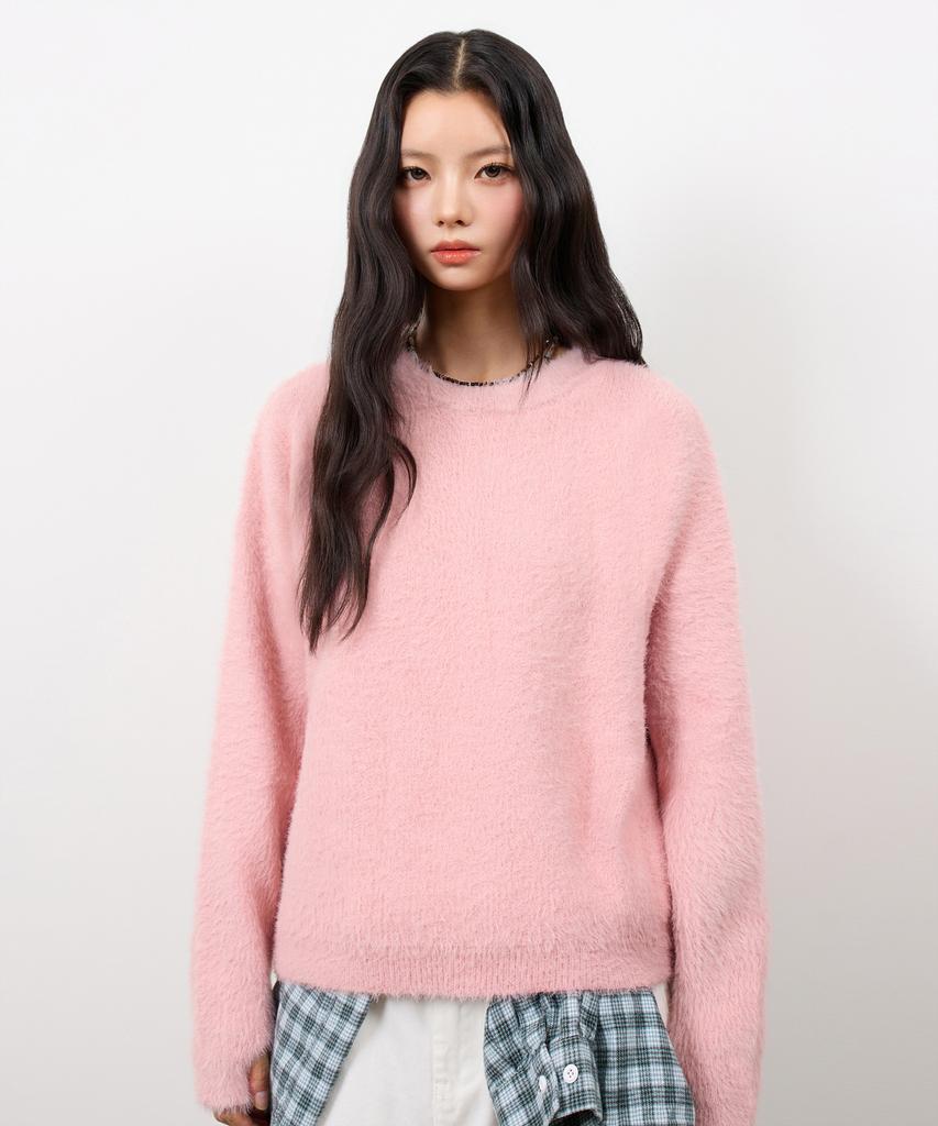 Yujen Soft Hairy Round Knit_Pink