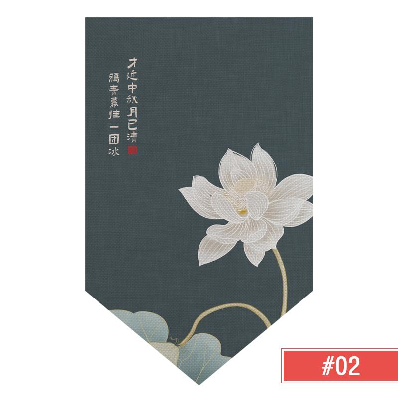 Chinese Half Curtain Ancient Style Lotus Printed Pennant Kitchen Door Short Curtain Home Bedroom Window Decor Window Shade