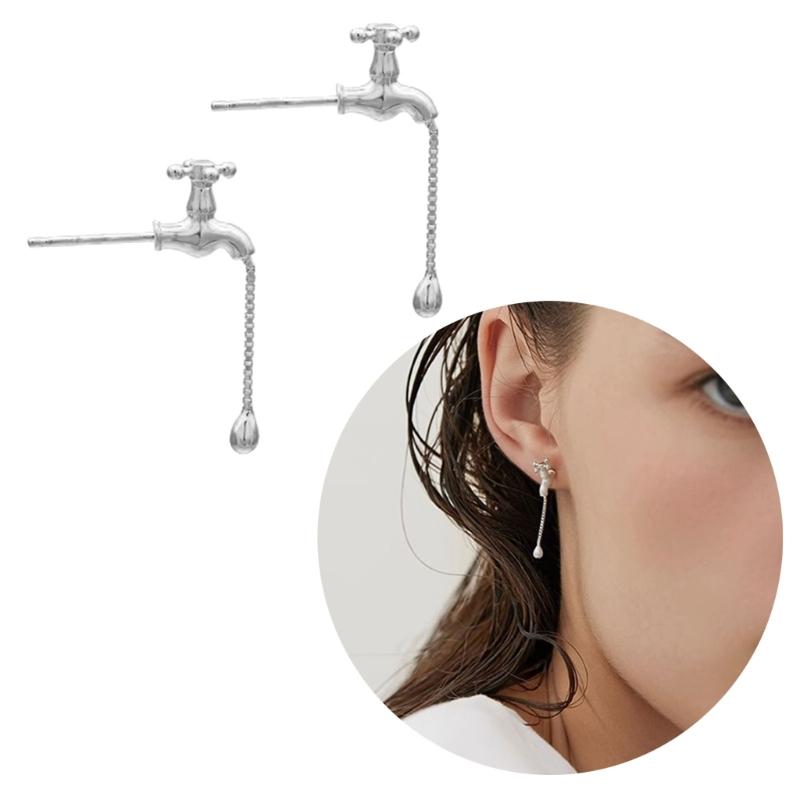 Elegant Water Tap Fringe Earrings Funny Faucet Ear Hooks Accessory Stylish Ear Studs Accessories for Women Men Couple