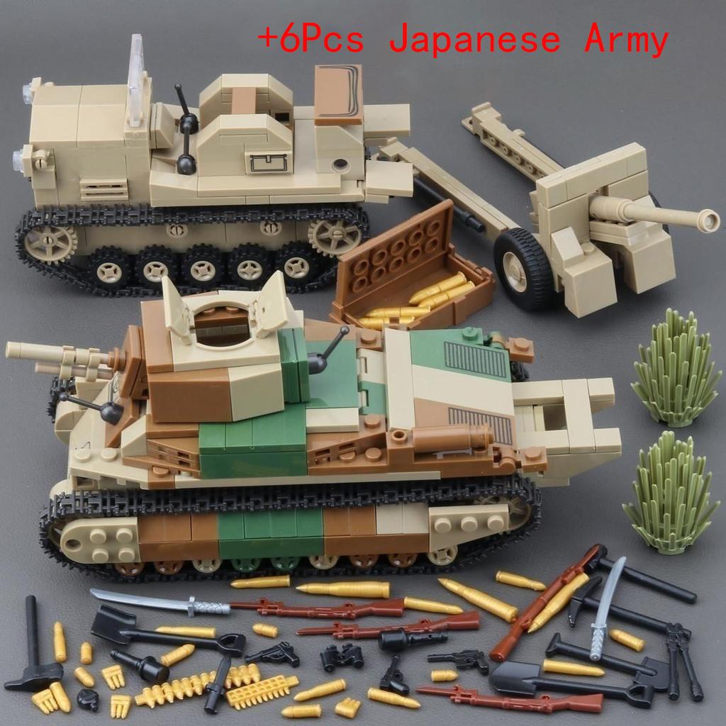 Non-Toxic Military Truck Cannon Weapon Ww2 Japanese Army 89 92 Heavy Armored Vehicle Type Battle Tank Building Blocks Bricks Model Toys