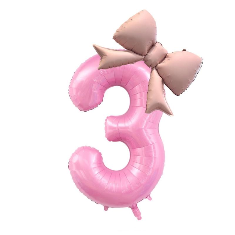 40 Inch Birthday Number Ballons Girls Princess Birthday Pink Bownot Balloons Wedding Party Ballons Jumbo Number Balloon