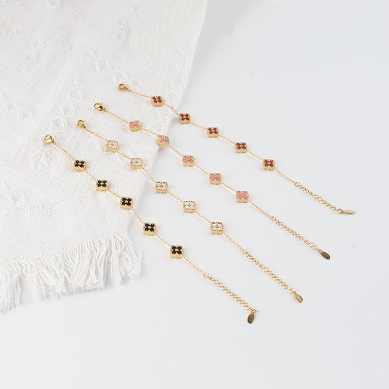 10mm Double-Sided Four-Leaf Clover Bracelet Titanium Steel Does Not Lose Colour Light Luxury Fashion Bracelet