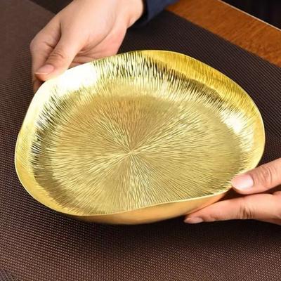 Lotus Leaf Flower Texture Shape Brass Coffee Cup Tray,Retro Teacup Saucer Home Cheese Food Plate,Snack Disc Table Decoration