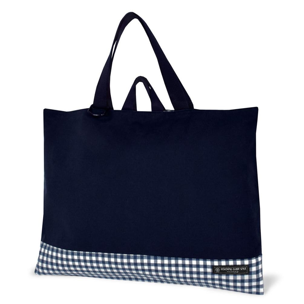 COLORFUL CANDY STYLE Reversible Book Bag Large Check Navy N0171600 (with Loop), Handbag, Pattern, Blue,