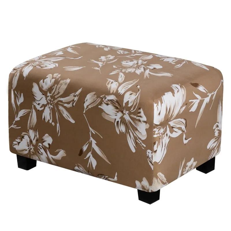 Ottoman Slipcovers Rectangle Super Stretch Footrest Sofa Slipcovers Footstool Protector Covers Feature Soft Thick Bouncy