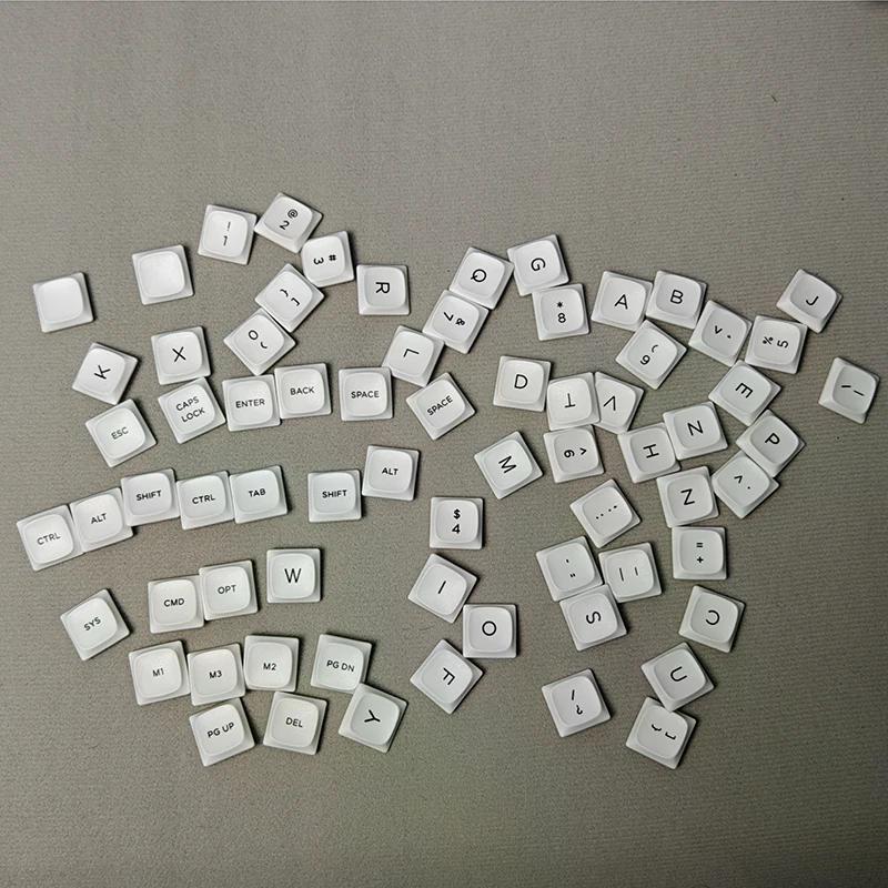 70Key Chocfox CFX Ultra Thin PBT Keycaps, Black White Transparent, Suitable for Kailh Choc V1 Mechanical Keyboard