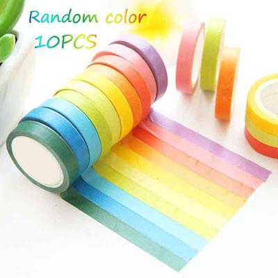 10 Stück Regenbogenfarben Washi Tape Set Macaron Farben Abdeckklebebänder Aufkleber Dekoration DIY Marker Etikett