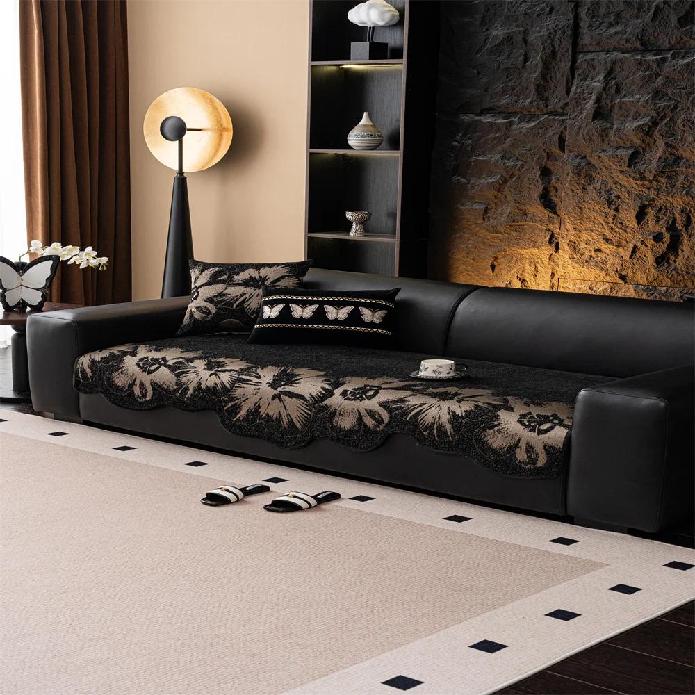 Cream Wind Plush Sofa Cushion Autumn and Winter Thick  New Fixed Non-slip Cushion Straight Row Armrest Cover Cloth Towel