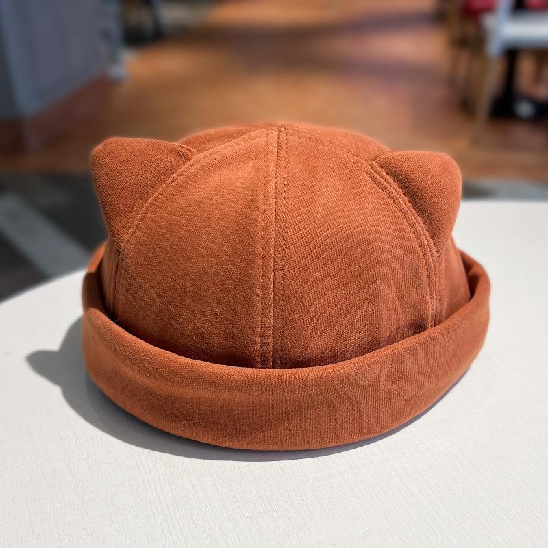Süße Katzenohren Melonenpelzmütze Damen Persönlichkeit Süß Cool Street Yuppie Hut Herbst und Winter Vielseitig Lässig Vermieterhut