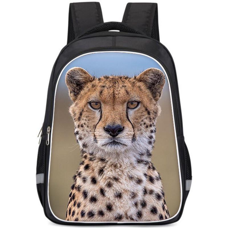 Large Capacity Lightweight Oxford Cloth Backpack For Kids School Leopard Print