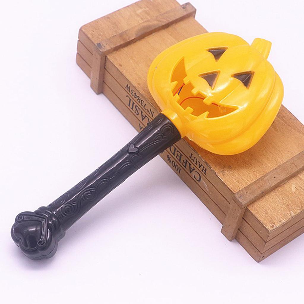 Halloween Glowing Pumpkin Head Witch Wand Horror Colorful