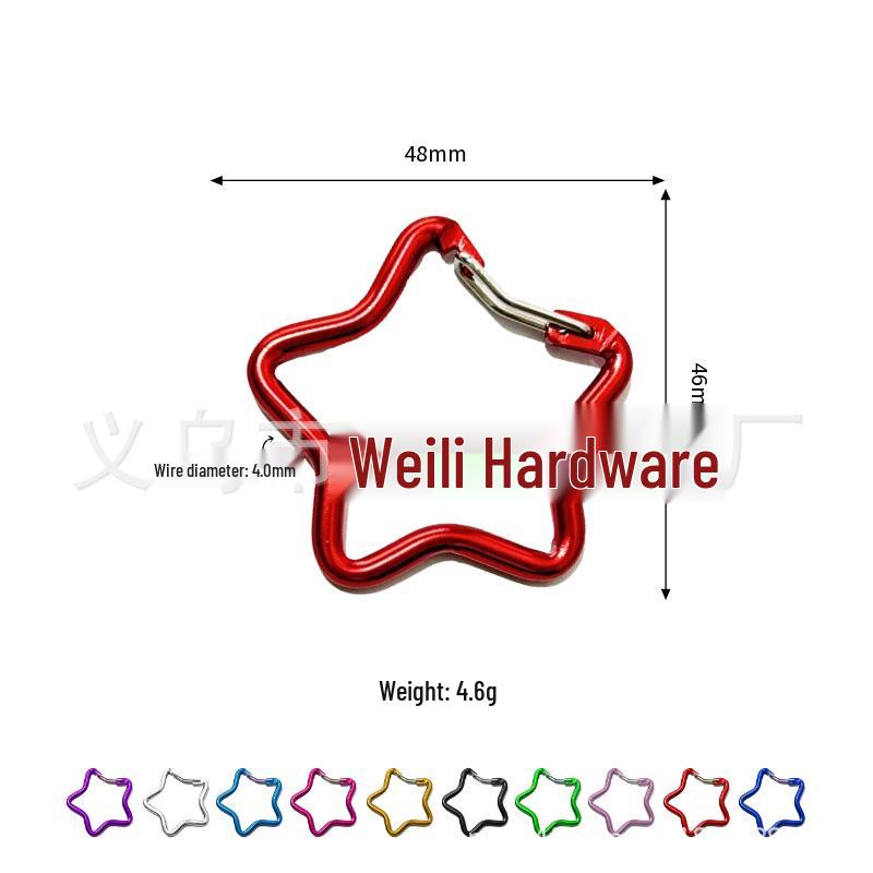 Colorful Aluminum Pentagon Carabiner Hook for Bags, Jewelry & Clothing Accessories with Star Quick-Release Buckle