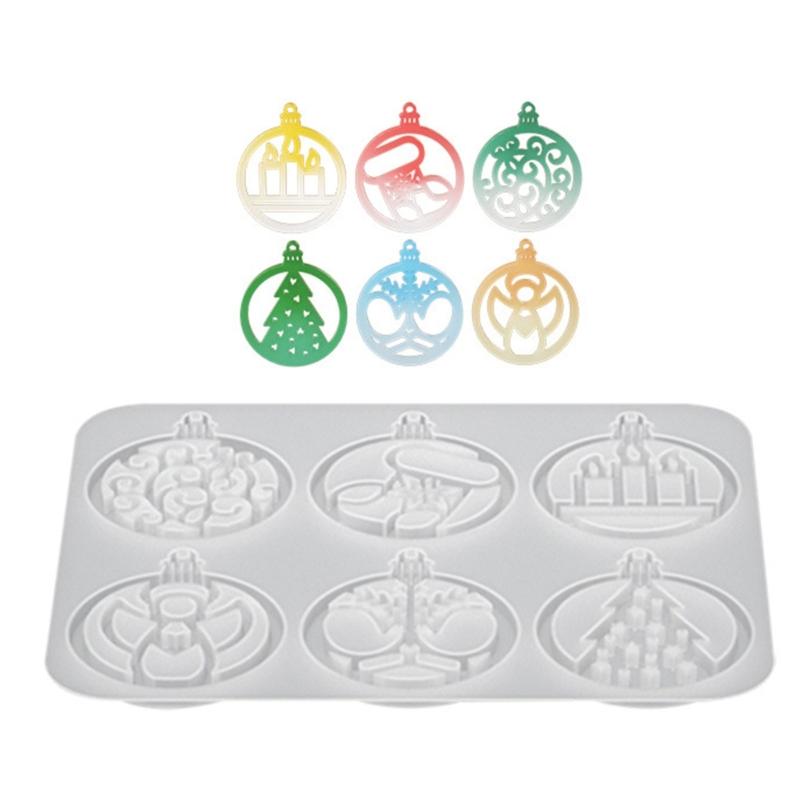 

6 Cavities Pendant Silicone Molds Christmas Theme Silicone Mould for Candle Jewelry Christmas Tree Ornament Epoxy Resin