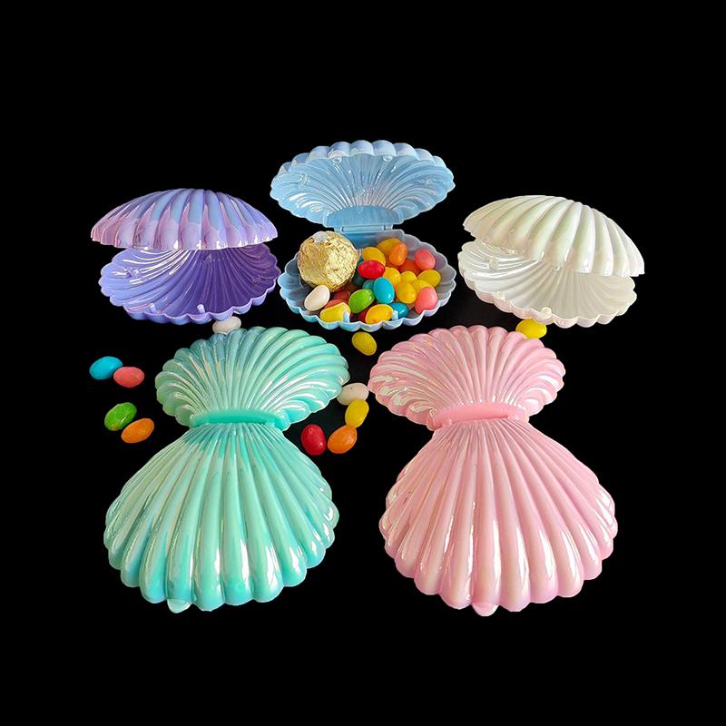 1Pc Nette Shell Kunststoff Candy Box Make-Up Schmuck Lagerung Boxen Hochzeit Geburtstag Baby Dusche Geschenk Box Party Favor Decor